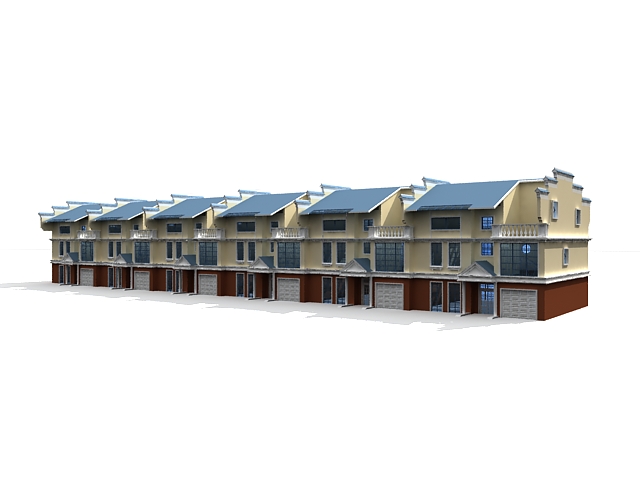 Townhome row houses 3d rendering
