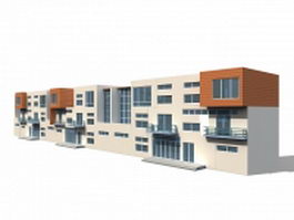 Modern townhouse building 3d model preview