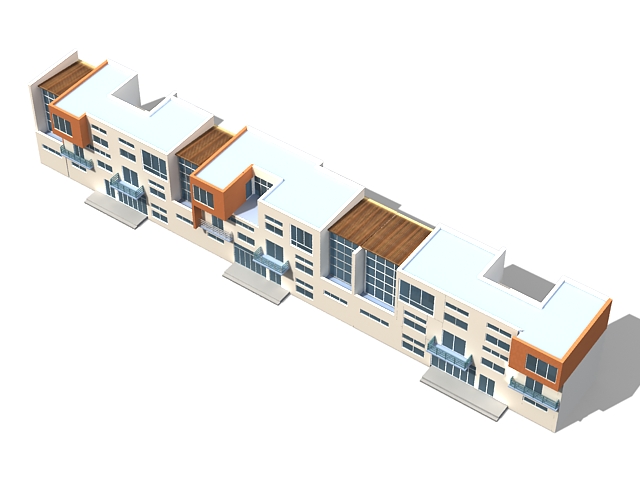Modern townhouse building 3d rendering