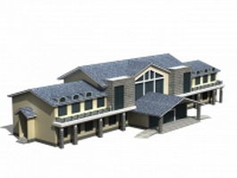 Chinese style guesthouse hotel 3d preview