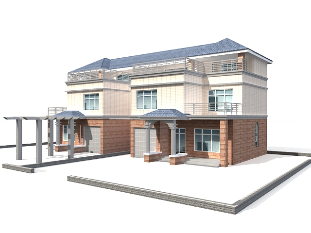 Townhouse with garage 3d rendering