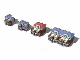 Various house type buildings 3d preview