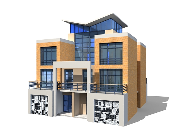 Modern townhouse with garage 3d rendering