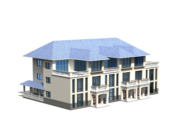 Row houses building 3d rendering