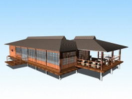 Chinese lakeside viewing pavilions 3d preview