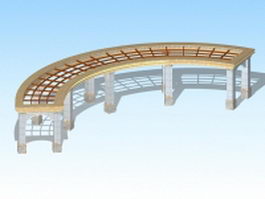 Park pergola structures 3d model preview