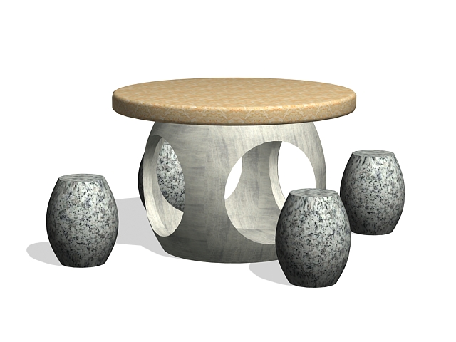 Outdoor stone furniture 3d rendering