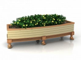 Rustic wooden flower box 3d preview