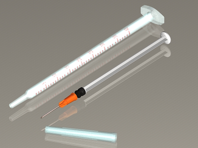 Medical syringe 3d rendering