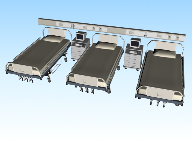 Hospital beds 3d rendering