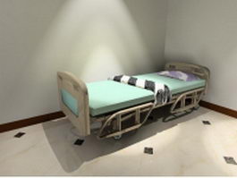 Wheeled hospital bed 3d model preview
