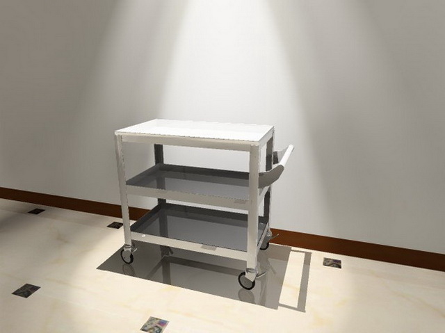 Hospital utility cart with wheels 3d rendering