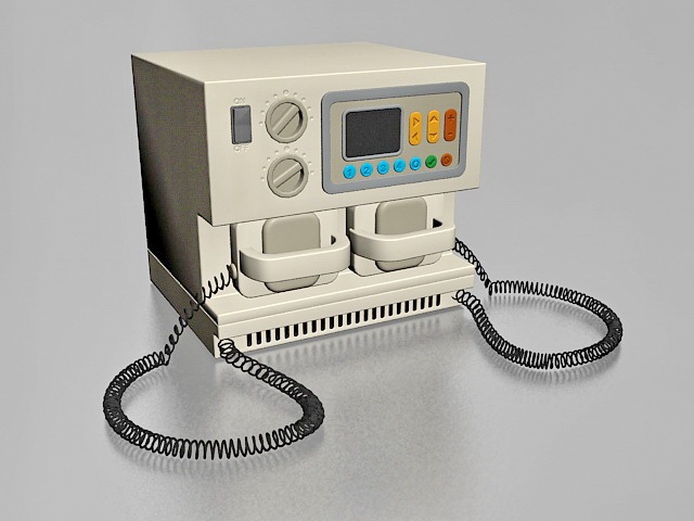 Defibrillator emergency medicine 3d rendering