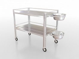 Stainless steel medical utility cart 3d model preview