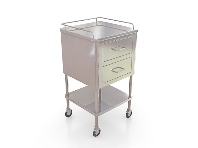 Medical supply cart with drawers 3d rendering