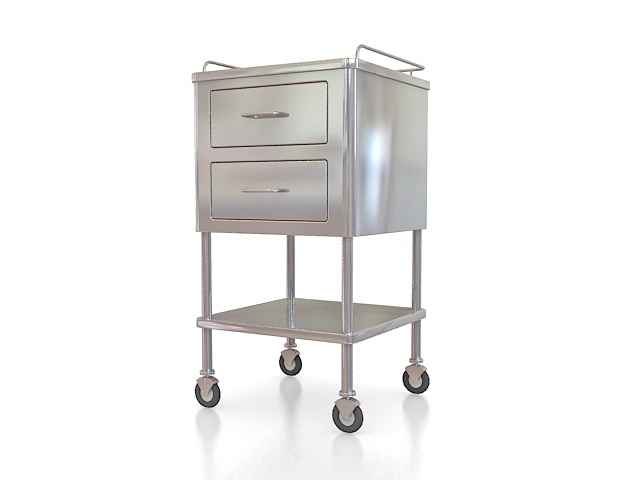 Medical supply cart with drawers 3d rendering
