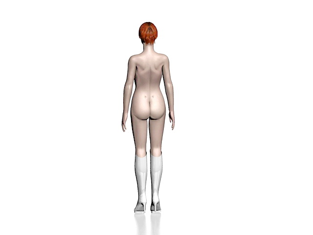 Naked human girl 3d rendering