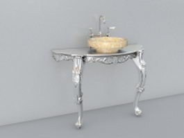 Vintage silver basin vanity 3d model preview