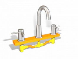 Two handle basin faucet 3d model preview