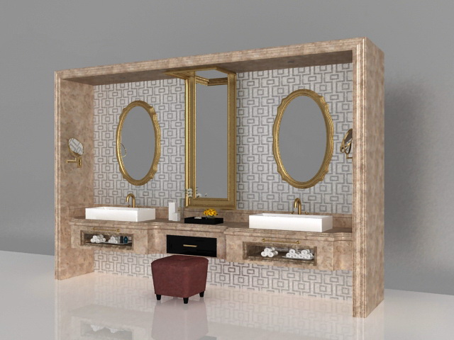 Luxury bathroom vanity furniture 3d rendering