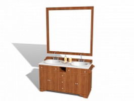 Wood bathroom vanity cabinets 3d model preview