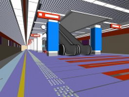 Underground subway station 3d model preview