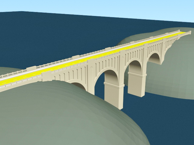 River gorge bridge 3d rendering