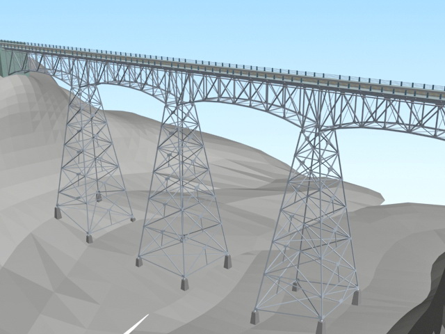 Iron highway bridge 3d rendering