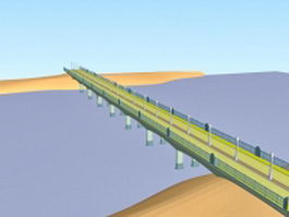 River bridge with streetlight 3d model preview