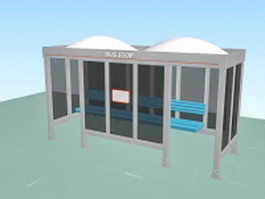 Glass bus stop shelter 3d preview