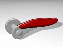 Red door handle 3d model preview