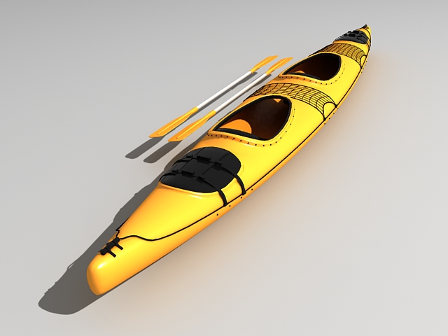 Sea touring kayak 3d rendering
