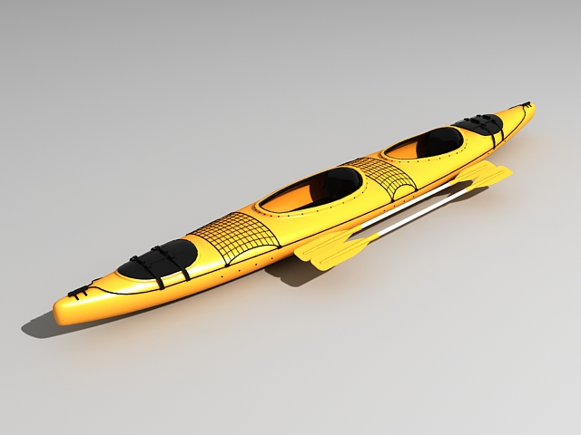 Sea touring kayak 3d rendering