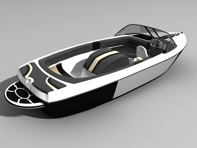 Modern motorboat 3d rendering