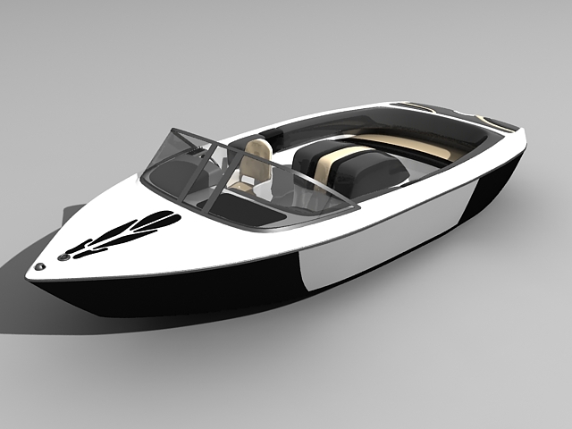Modern motorboat 3d rendering