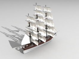 Ancient sailing ship 3d model preview
