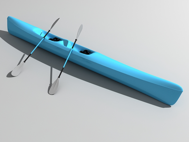 Sea kayak narrow boat 3d rendering