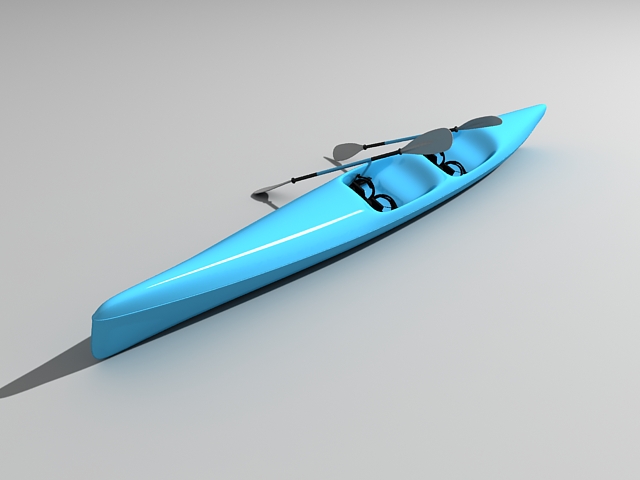 Sea kayak narrow boat 3d rendering