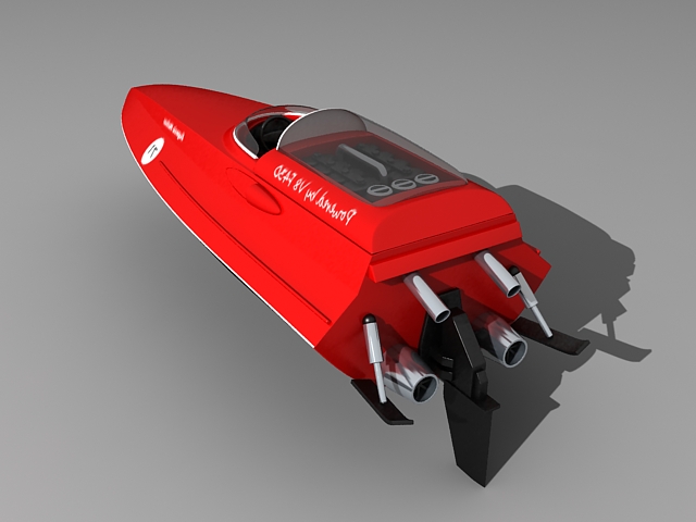 Ferrari speed boat 3d rendering