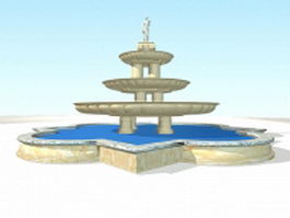 Marble fountain 3d model preview