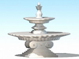 Cast stone fountain 3d model preview