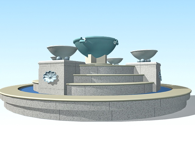 Large garden fountain 3d rendering