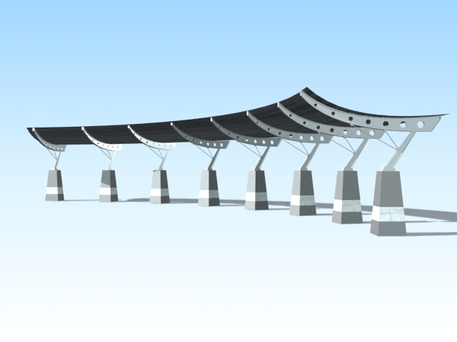 Plaza canopy structures 3d rendering