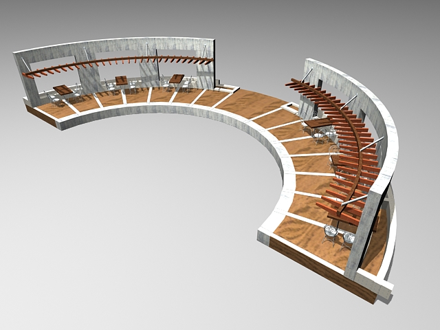 Park arbor with benches 3d rendering