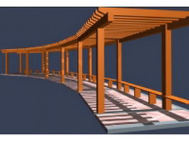 Walkway pergola with seat 3d preview