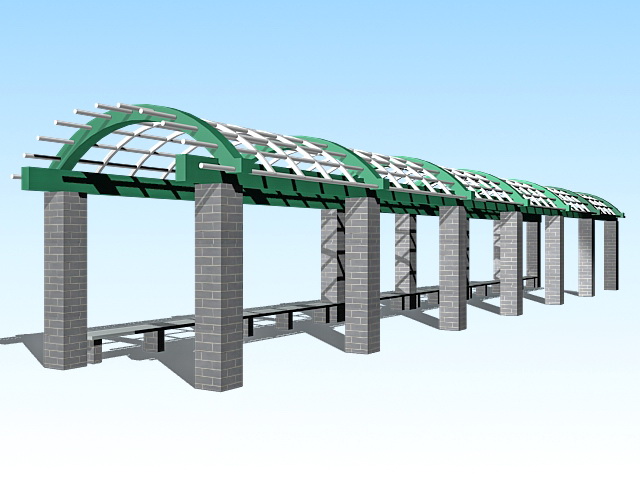 Arched pergola walkway 3d rendering