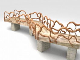 Rustic garden bridge design 3d model preview