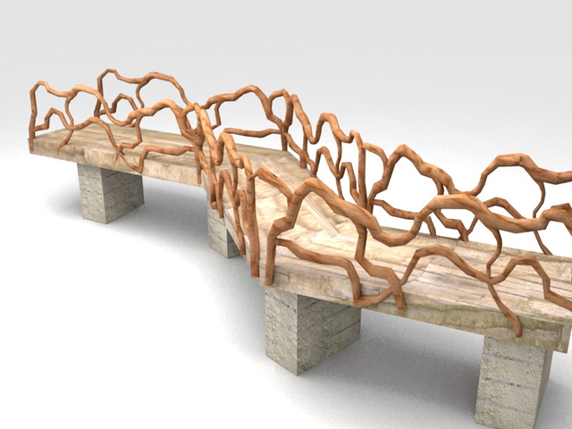 Rustic garden bridge design 3d rendering
