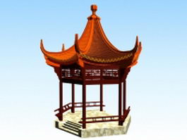 Chinese garden pavilion 3d model preview