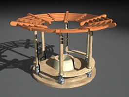 Garden well gazebo 3d model preview